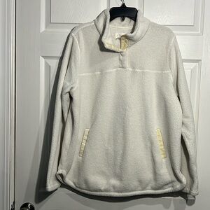 Thread & Supply Womens Fleece Pullover 1/4 Snap Mock Neck Cream Size XXL